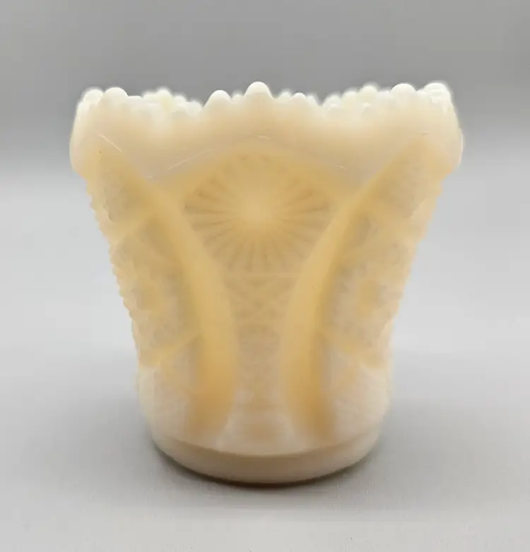 Vintage Imperial Lenox Custard Satin Glass Toothpick Holder Bellaire Octagon