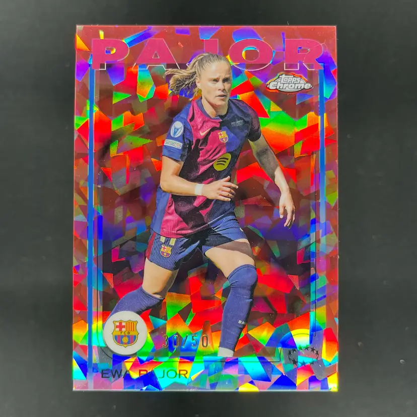 Ewa Pajor 2024/25 Topps Chrome SapphireUWCL Rose Gold /50 Barcelona Soccer Card
