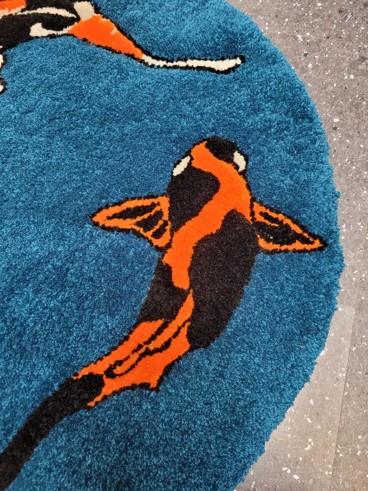 Koi fish Swiftie guitar inspired eras tour hand tufted decorative round rug - CUSTOM MADE TO ORDER