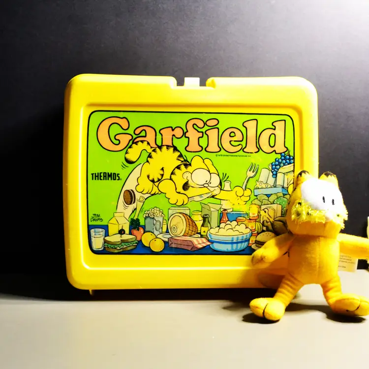 Vintage Garfield Lunch Box With Plush Figure Thermos Brand 1970s
