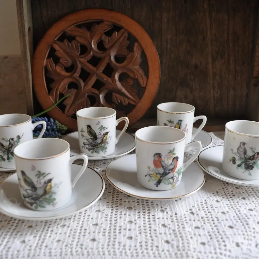 Lefton Demitasse Cup And Saucer Set of 6