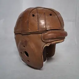 1930's Lowe Campbell 140X Leather Football Helmet W/Signatures Broken Chin Strap