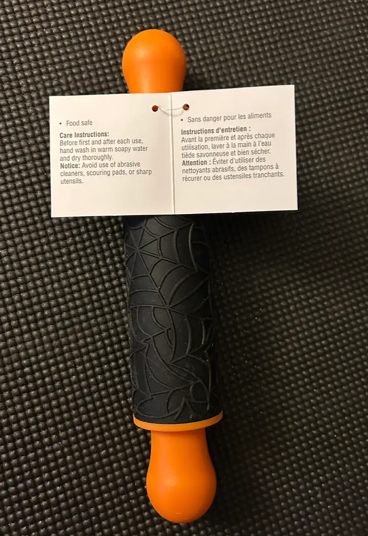 Makery Halloween Spider Web Embossed Design Silicone Rolling Pin NWT