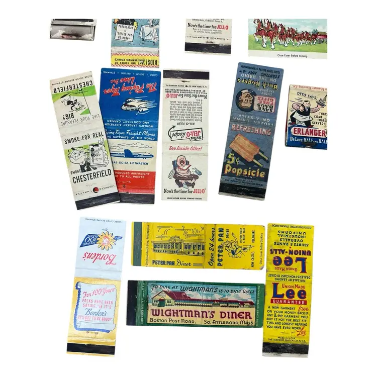 56. Large Lot of 41 Vintage Advertising Matchbooks With Beer, Clothing, Dairies & More
