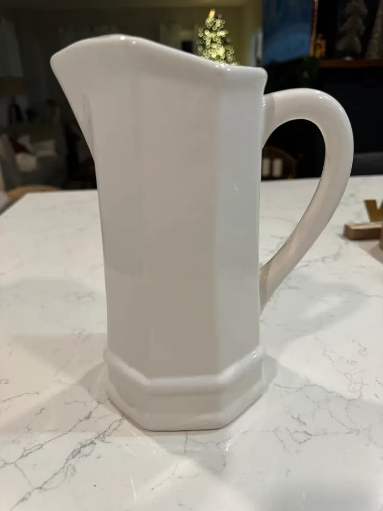 White Ceramic Heritage Pattern I’ve Lip Pitcher By Pfaltzgraff