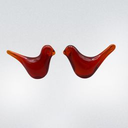 Ganz Amberina Red Glass Bird Figurines 2.5”