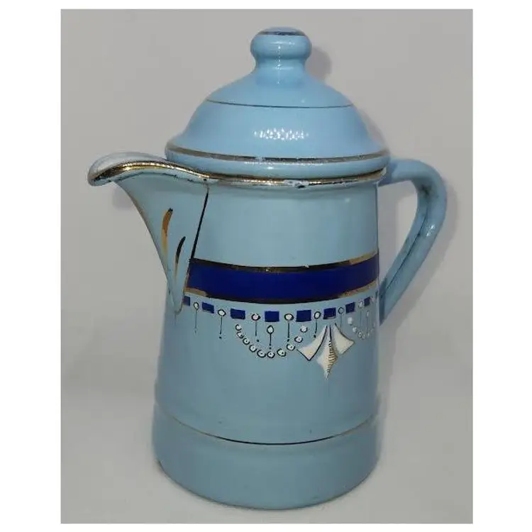 VINTAGE BAUMANN H - 82 BLUE ENAMEL COFFEE POT