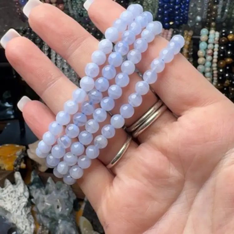 Blue Lace Agate Bracelet 6mm Sale