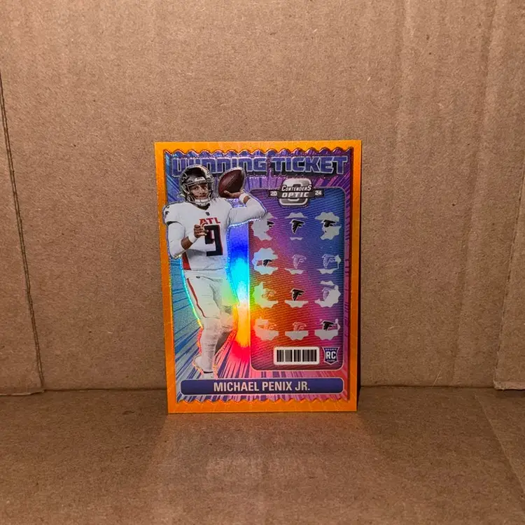 2024 Panini Contenders Optic Football Michael Penix Jr. Winning Ticket Orange /50 RC