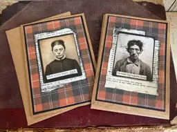 Creepy Vintage Photo Halloween Greeting Cards Set Of 2 Handmade Collage