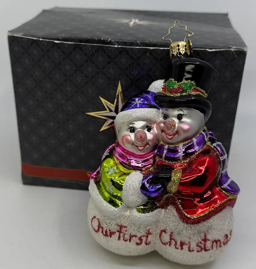 Christopher Radko 1016178 Sharing The Warmth Our First Christmas Snowman Couple