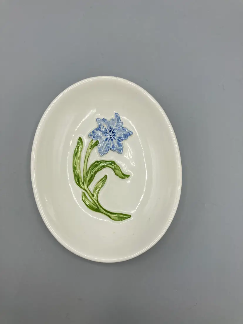 Raised Flower Soap Dish or Trinket Dish - Made in Portugal