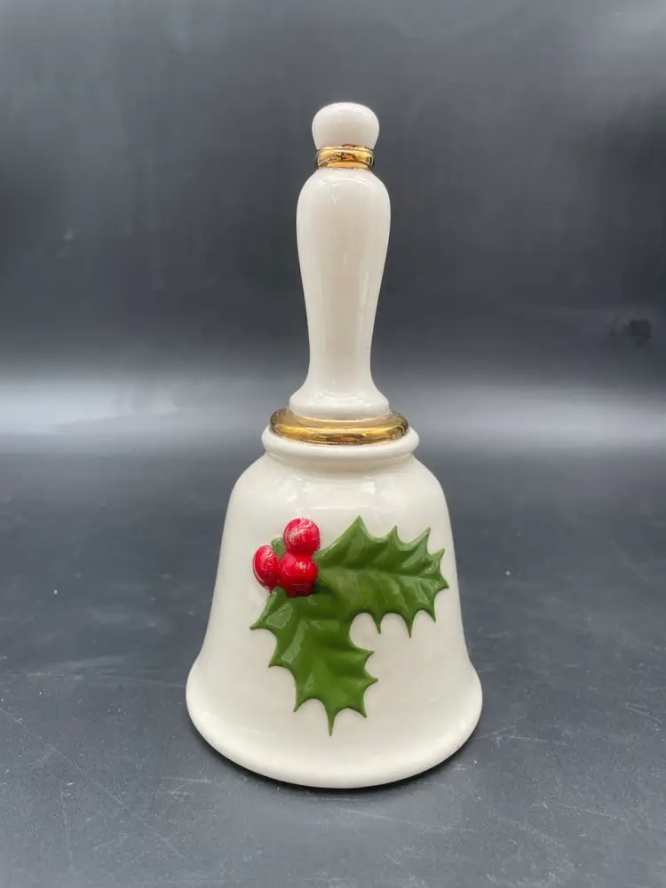 Vintage Holly Berry Porcelain Bell