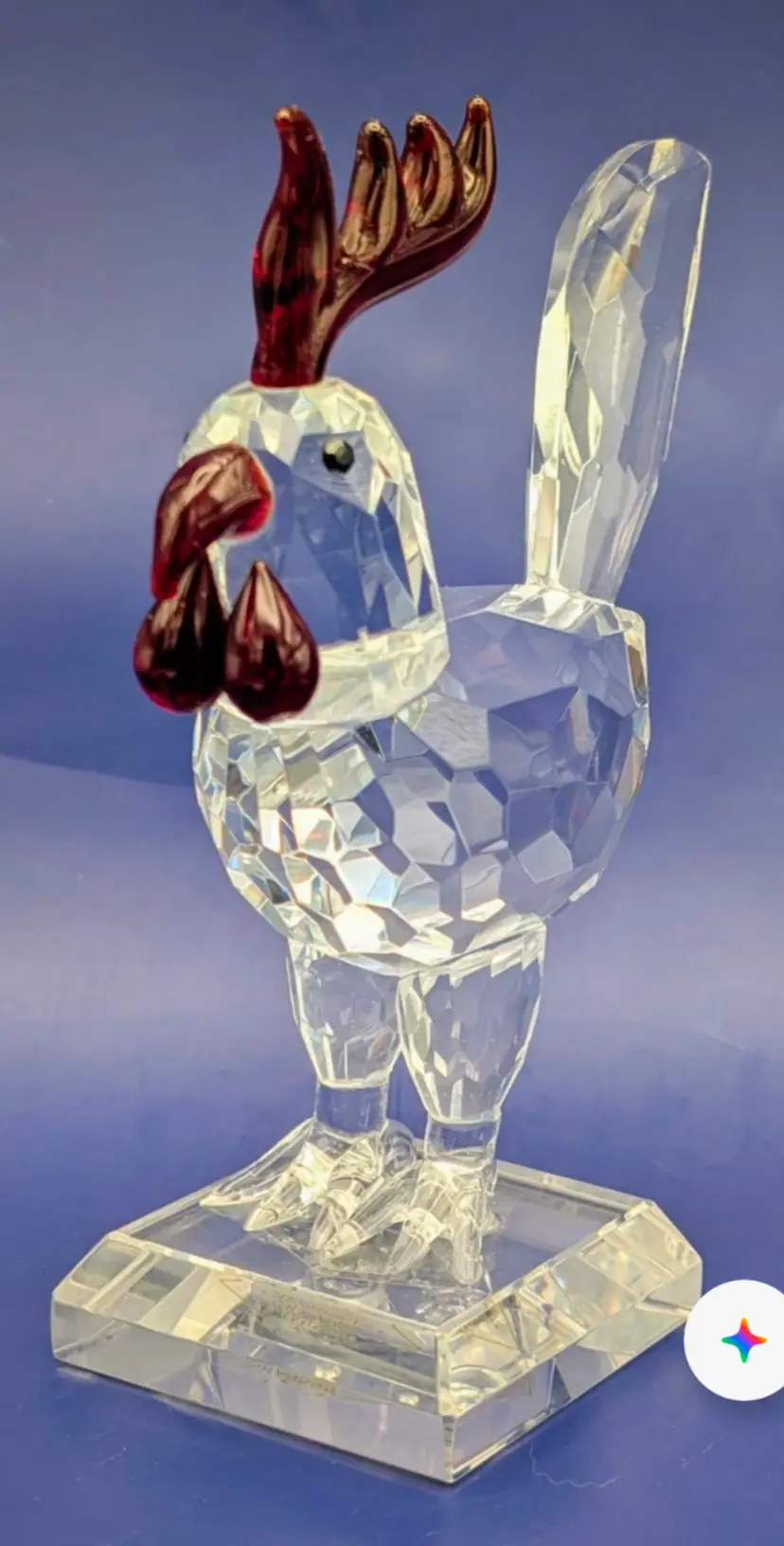 Vintage Shannon Crystal Rooster Sculpture, #2435, Hand Faceted