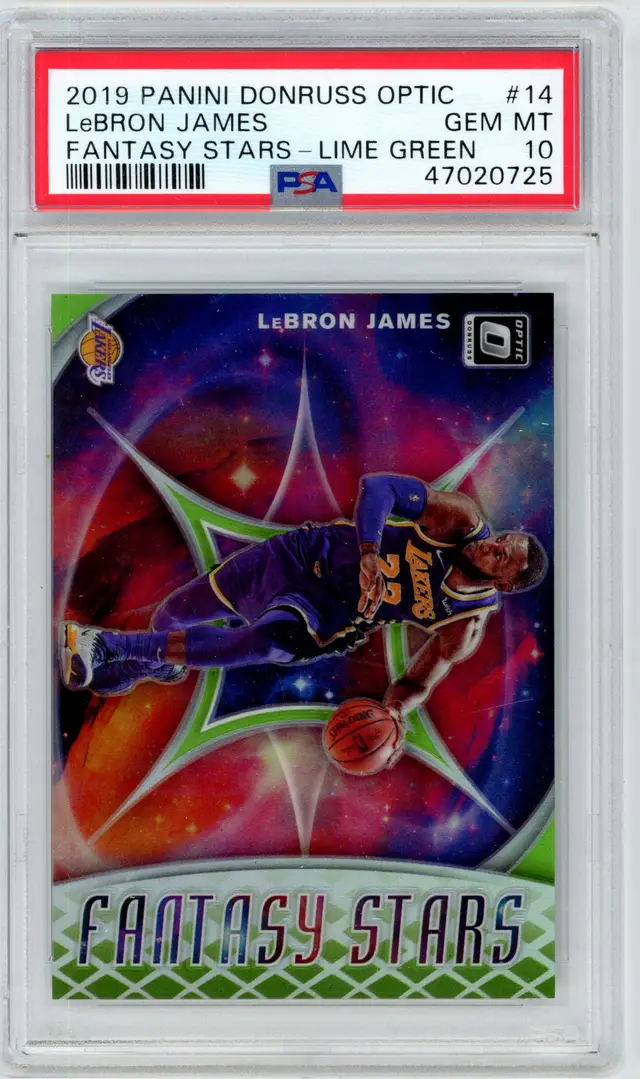2019 Panini Donruss Optic LeBRON JAMES #14 Fantasy Stars Lime Green /149 PSA 10 GEM MT