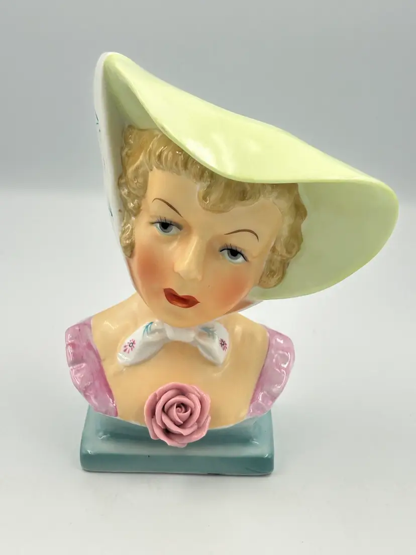 Vintage Ucagco Japan 1960S Porcelain Lady Head Vase