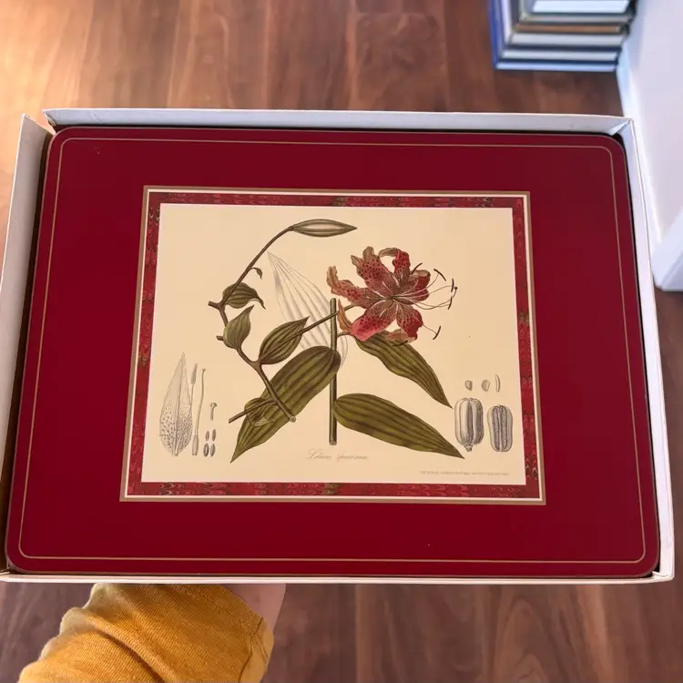 Vintage England Botanical Floral Placemats Set