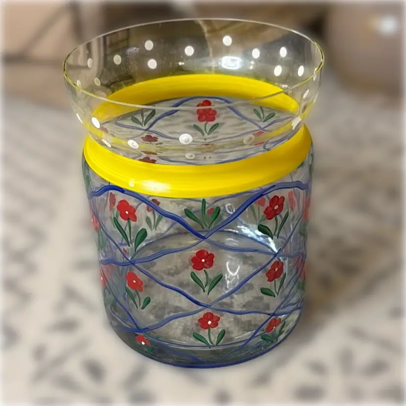 Vintage Hand-Painted Glass Canister