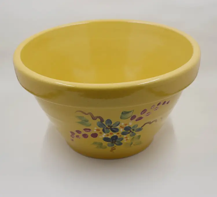 Robinson Ransbottom 2Qt Yellow Mixing Bowl with Floral Pattern