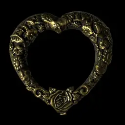 JJ Heart Brooch Antiqued Gold Tone Brassy Tone