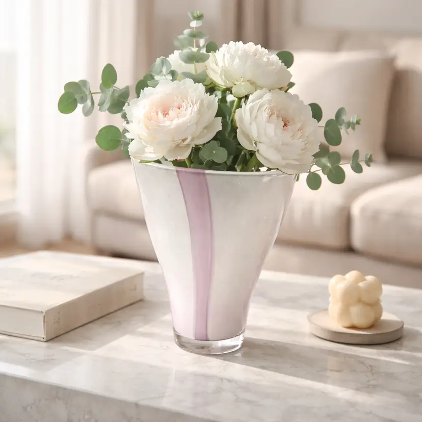 Art Glass Vase (White, Blue, Purple)