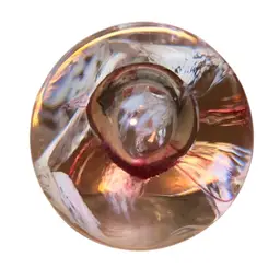 Caithness Scotland Moon Crystal Pink Swirl Controlled Bubble Paperweight 2.25” Diameter