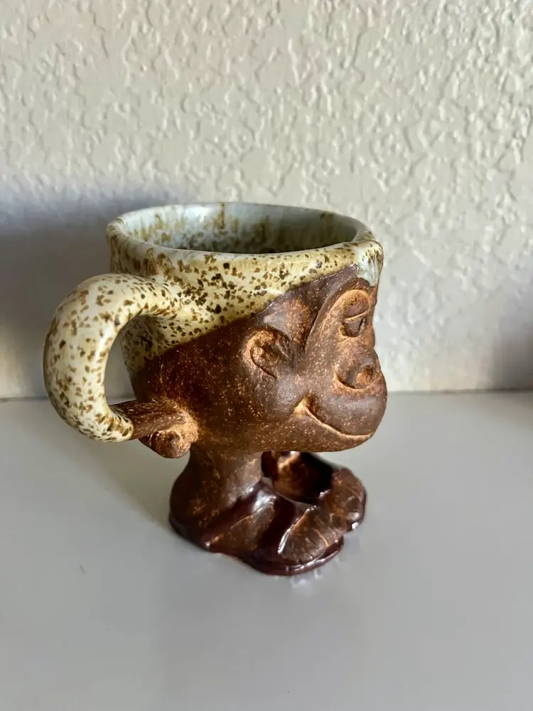 Studio Pottery Stoneware Monkey Mug Coffee