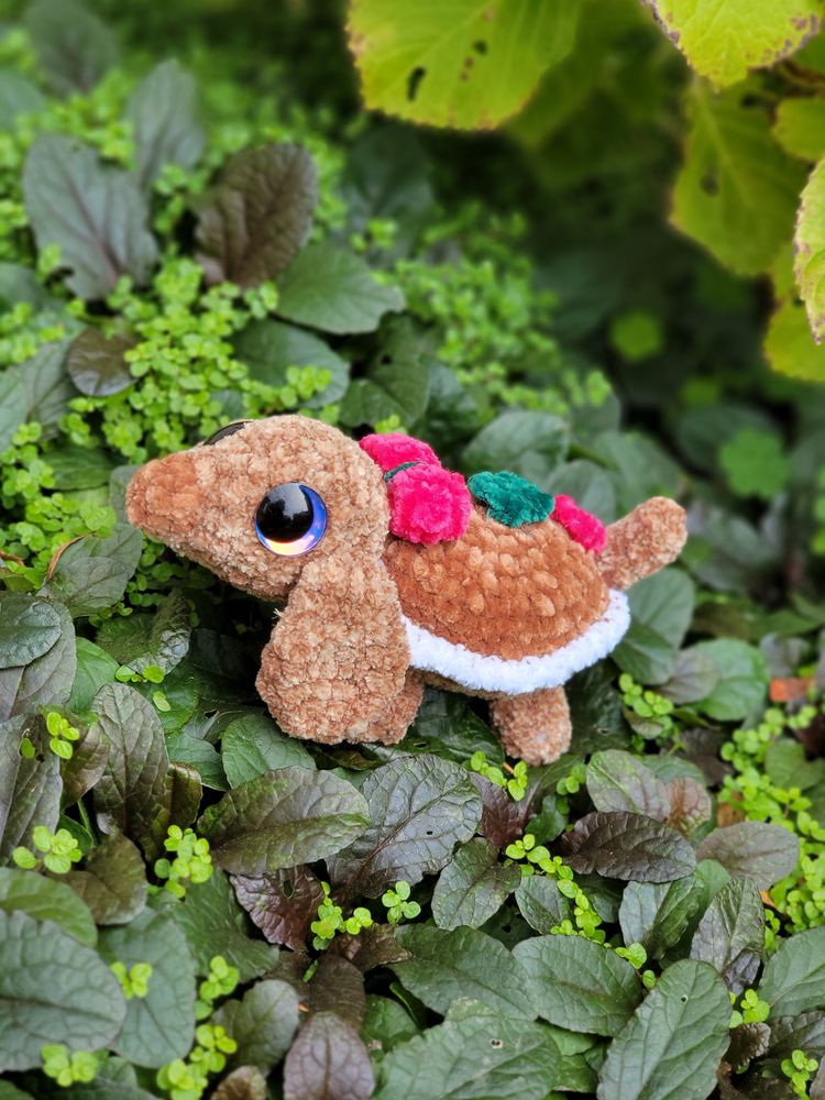 Handmade crochet Gingerbread pup