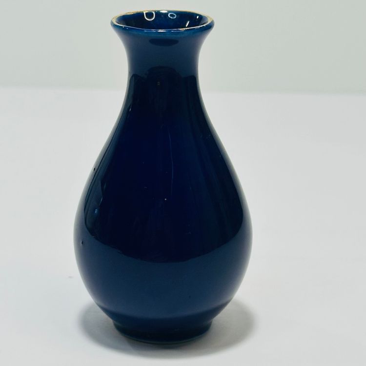 #1157 Vintage, Cobalt Blue, Mini Bud Vase, Gold Trim Pheasant 4” Bud Vase