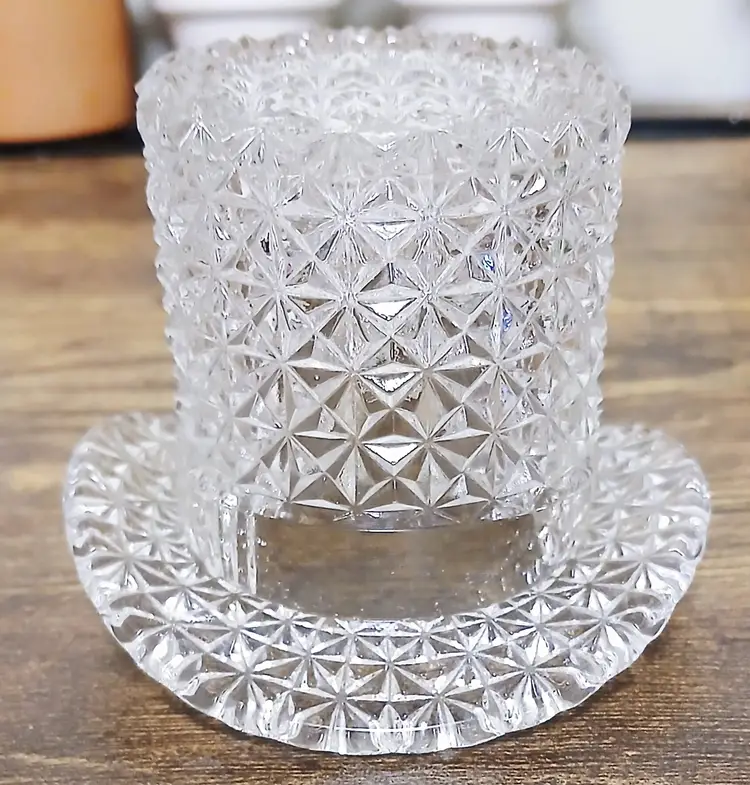 Vintage Fenton Clear Glass Daisy & Button Top Hat