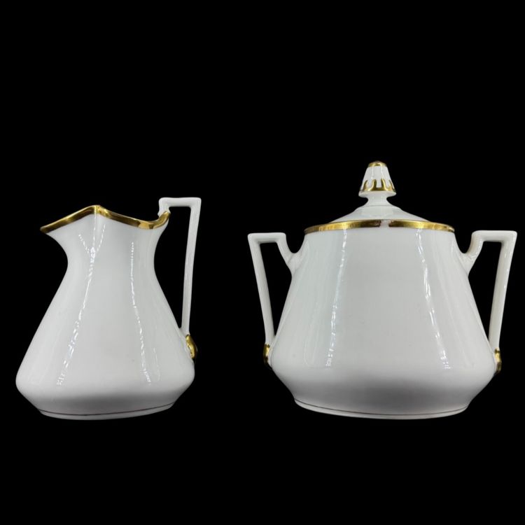 Vintage AF Marked Porcelain White Gold Creamer And Sugar