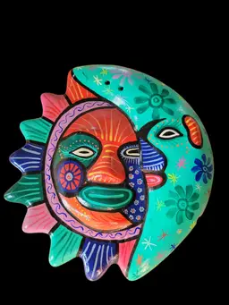 Sun and moon colorful wall hanging 7" * Has a small chip