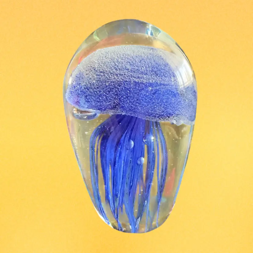 Blue Art Glass Jelly Fish