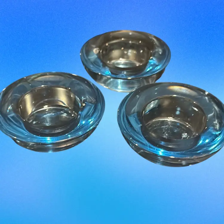 Set Of 3 Aqua Tea Light / Paperweight Holders *one Has Chip As Shown