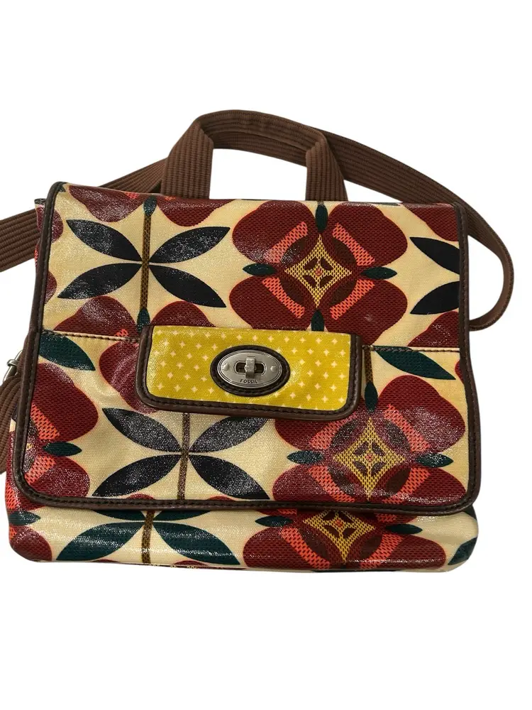 Fossil Key Per Coated Canvas Floral Print Purse