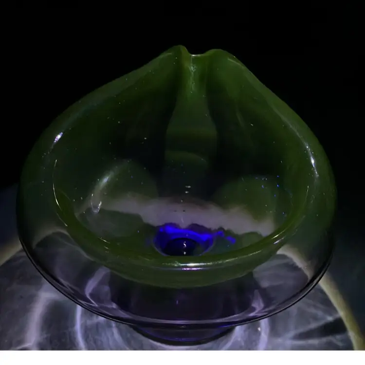 Glowy Amethyst Pressed Glass Pedestal Dish JIP Style (Read)