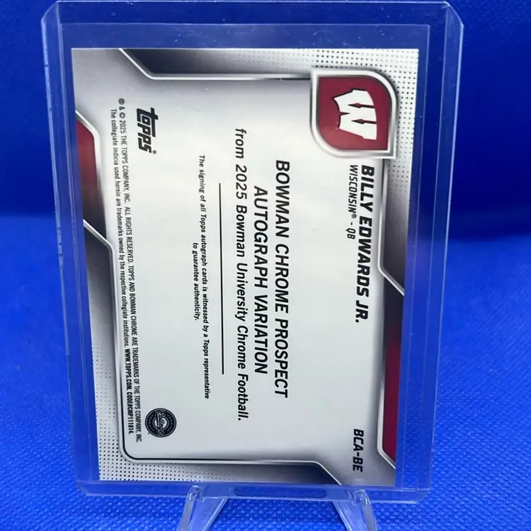 Billy Edwards Jr. 2025 Bowman Chrome U Black & Gold Stealth Auto /25 Wisconsin Badgers