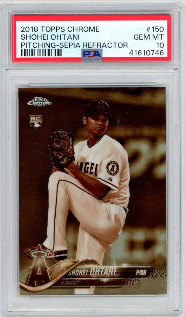 2018 Topps Chrome Shohei Ohtani #150 RC Rookie Pitching Sepia Refractor PSA 10 GEM MT
