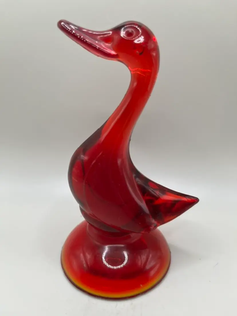 Vintage Viking Glass Amberina Long Neck Duck Paperweight/Figurine