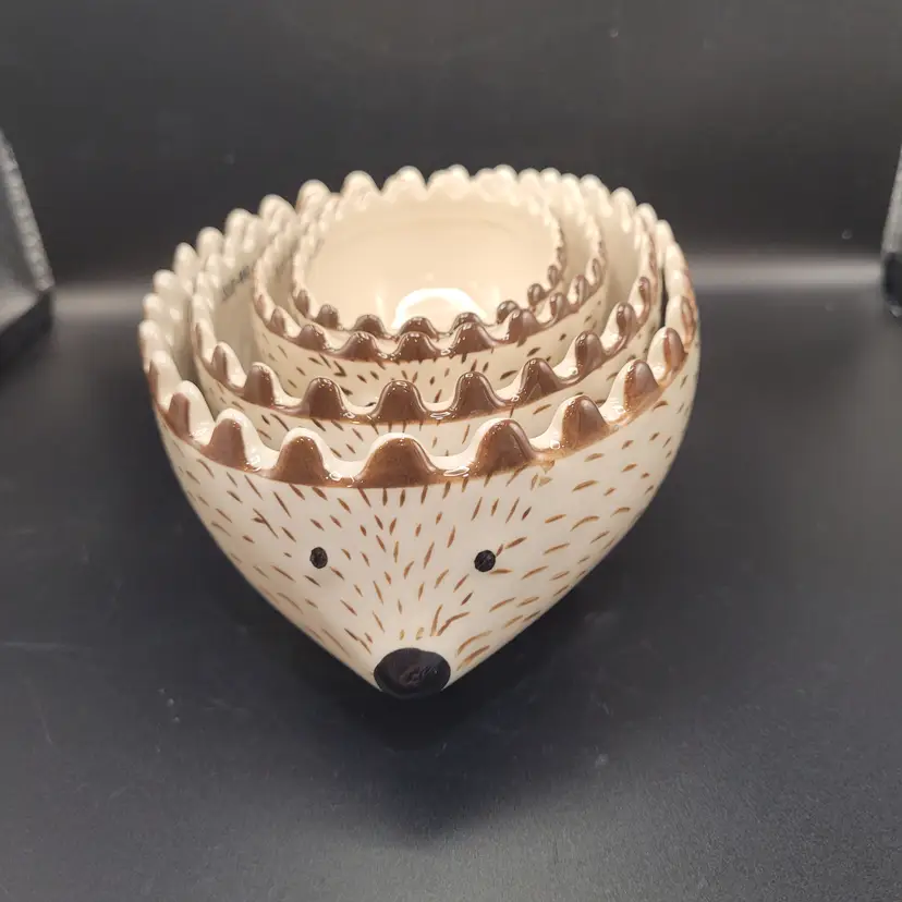 Set of Stoneware Hedgehog Measuring Cups Nesting by Creative Co-op