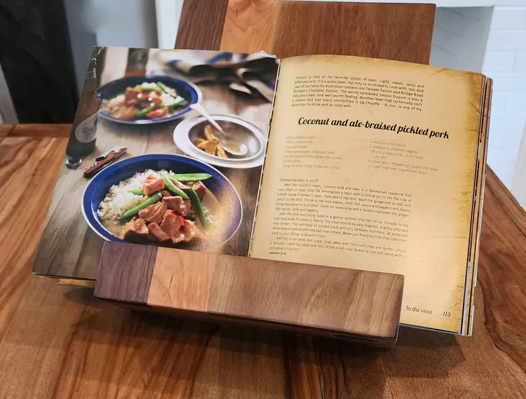 Handcrafted cookbook stand