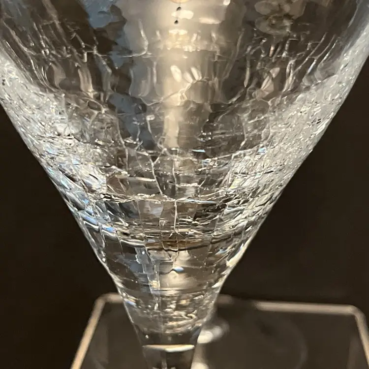 Set of 3 Pier 1 Reflections Crackle Clear Wine Goblets ~ Beautiful Condition