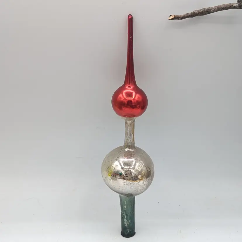 Vintage Glass Christmas Tree Topper Finial Hand Blown