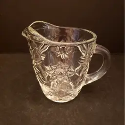 Anchor Hocking Star David Early American Pressed Cut Clear Glass Creamer Cream Pitcher Vintage