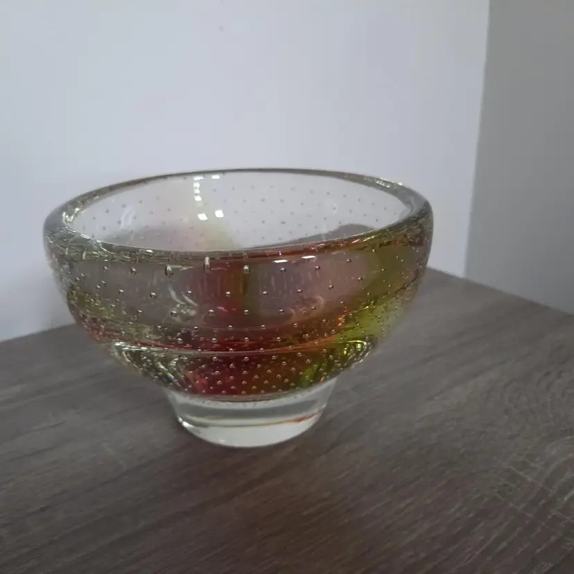 Vintage 1960's Czech Harrachov Art Glass Bowl Milan Metelak Bullicante Glass