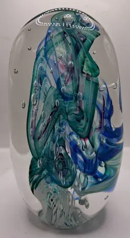 Ron Schuster Gorgeous Oblong Magnum, Multi-Color Paperweight, Signed, c1994