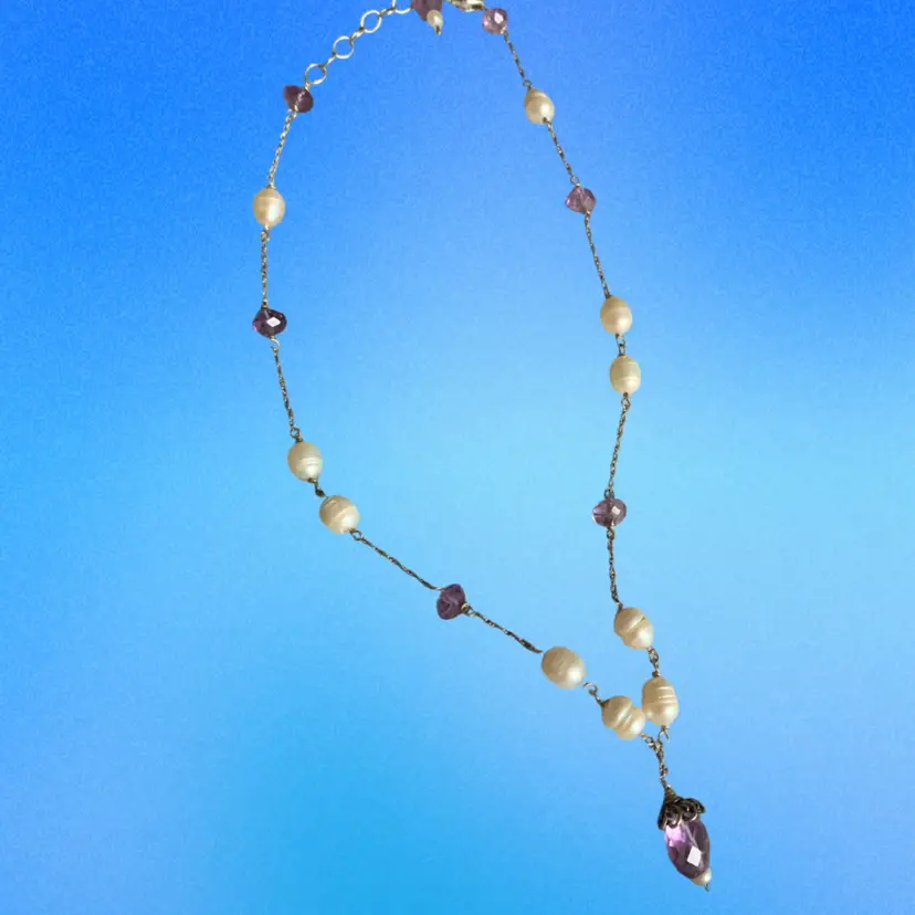 Sterling Silver Fresh Water Pearls And Amethyst