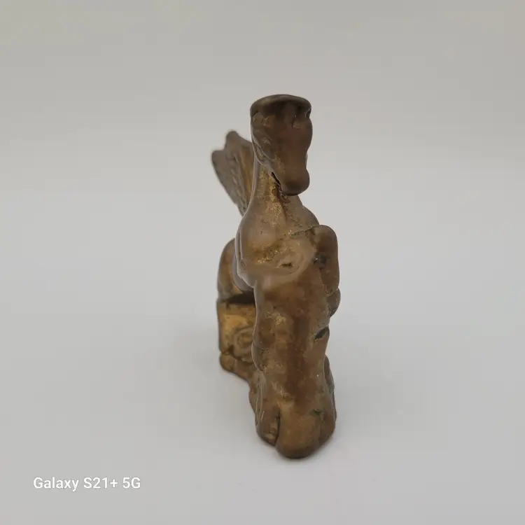 Solid Brass Winged Pegasus Myrhical Horse Small Figurine 2.5 in