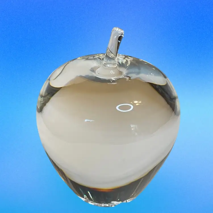 Steuben Crystal clear Art Glass Apple Paperweight Signed  “Steuben” 4"