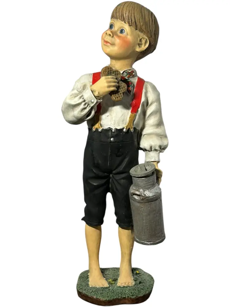 Carl Larsson Candy Design Norway Young Boy With Milk Jug & Cookie 8.5"